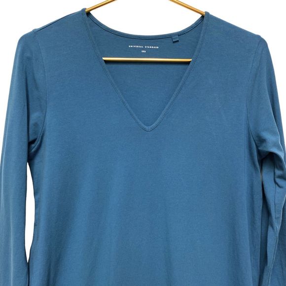 Universal Standard Geneva Midi Dress 2XS 6-8 Teal Long Sleeve‎ V-Neck Asymmetric - Picture 4 of 10